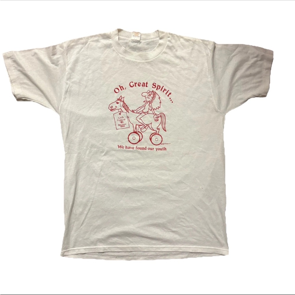 Vintage 80s CHS High School Class of 41’ Reunion T-Shirt White Size XL